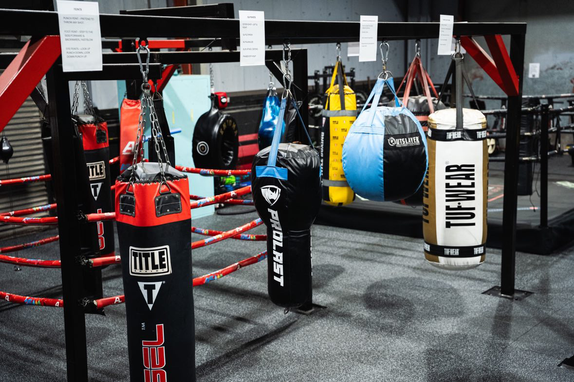 Heavy bag training area